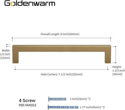 goldenwarm 10 Pack Champagne Bronze Cabinet Pulls Bronze Cabinet Pulls 7-1/2in Champagne Drawer Handles Brushed Gold Drawer Handles Square Kitchen Dresser Hardware for Dresser Bedroom