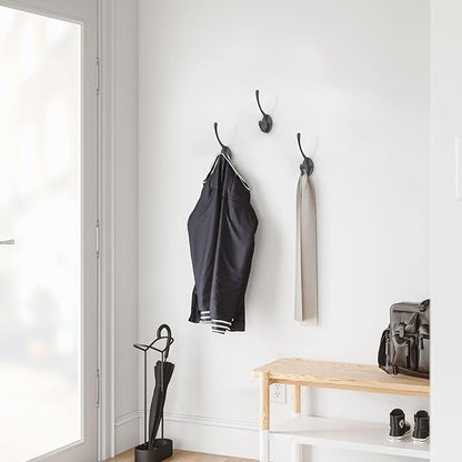 Coat Hooks | Wall Mount Coat Hangers | Black Metal Hooks for Wall with 20 Screws (10Pack)