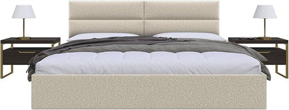 Vänt Upholstered Wall Panels - King/Cal King Size Wall Mounted Headboards - Faux Merino Wool Cream - Twin/King - Set of 4 Panels (Each Individual Panel 39"x11.5")