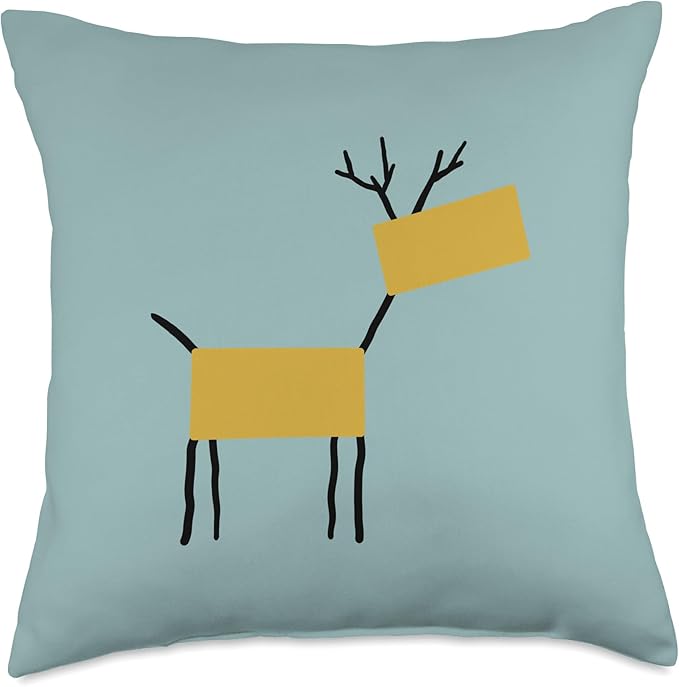 Cute Scandinavian Animals Designs Chic Deer Moose Scandinavian Elk Minimalism Reindeer Throw Pillow, 18x18, Multicolor