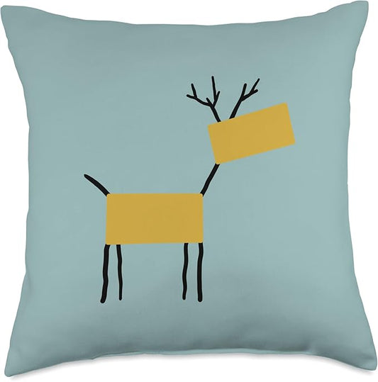 Cute Scandinavian Animals Designs Chic Deer Moose Scandinavian Elk Minimalism Reindeer Throw Pillow, 18x18, Multicolor