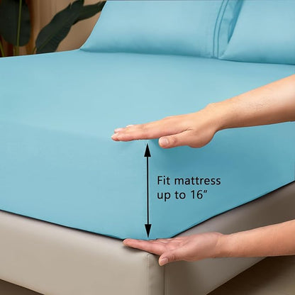 Mejoroom Twin XL Sheet Set - Hotel Luxury Microfiber Sheet & Pillowcase Sets Fits College Dorm Room Mattress - Soft, Breathable, Wrinkle & Fade Resistant - 3 Piece (Baby Blue)