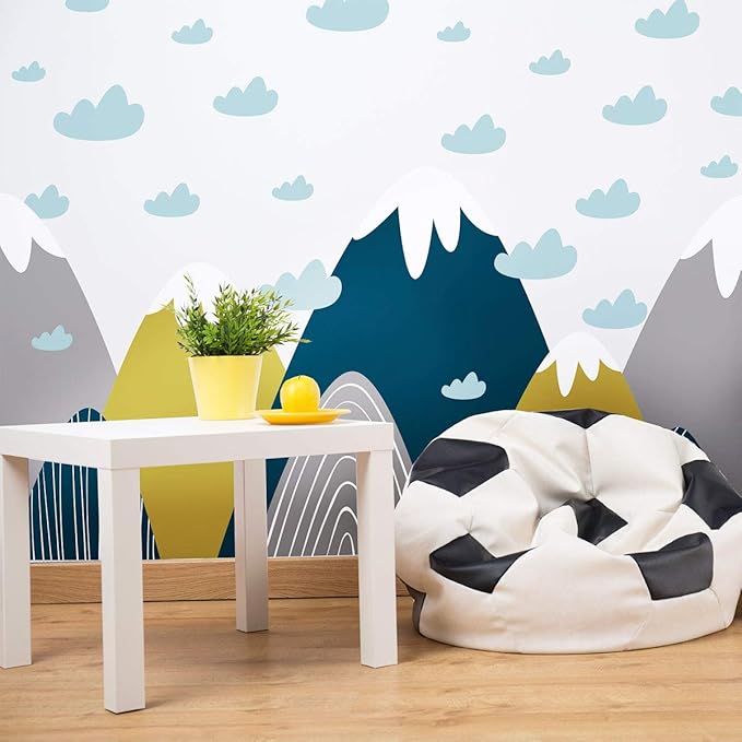 Ambiance Stickers Scandinavian Nordic Mountains Wall Decals, DIY Home Decor, Peel and Stick Removable Stickers, Waterproof and Self Adhesive Wall Art - H55 x L95 CM