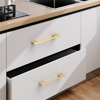 10 Pack Bronze Cabinet Pulls - 3.75 Inch Champagne Cabinet Handles for Dressers and Kitchen