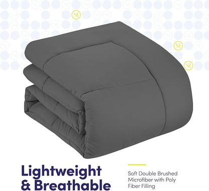 California King Comforter Set - Soft & Breathable 7-Piece Bedding Collection - 1 Comforter, 1 Fitted Sheet, 1 Flat, 4 Pillowcases - Deep Pocket - Premium Quality - Ideal for All Seasons, Gray