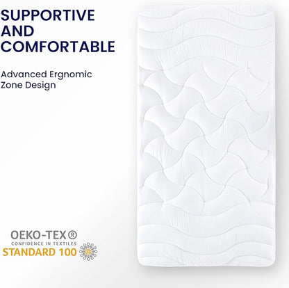 SLEEP ZONE Cooling Twin Mattress Topper for Single Bed, Premium Zoned Cool Mattress Pad Cover, Padded Mattress Protector Breathable Washable, Deep Pocket 8-21" (White, Twin)