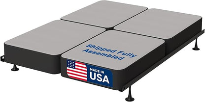 Treaton, 8-Inch Sturdy Wood Box Spring for Mattress Support - Durable and Fully Assembled, Natural Wood Foundation for King(Fold), Gray