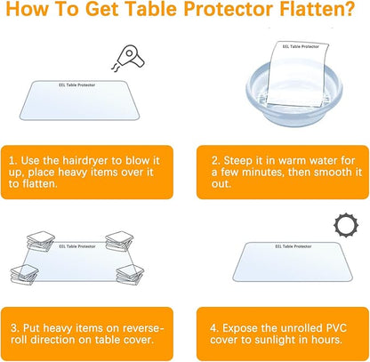 34 X 54 Inch Clear Table Cover Protector 1.5mm Thick Table Protector for Dining Room Waterproof Plastic PVC Vinyl Tablecloth Cover Tabletop Protective Pad for Furnture Wooden Coffee Glass Side Surface