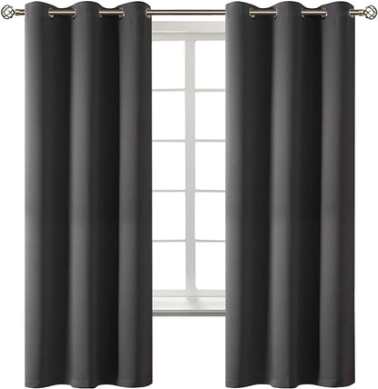 BGment Dark Grey Blackout Curtains for Bedroom, Black Out Curtains 63 Inch Long Thermal Insulated Sunlight Blocking Window Treatment Drapes, Set of 2 Panels, 42 x 63 Inch