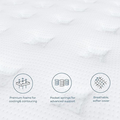 Coolvie Firm King Size Mattress 12 Inch for Adults, Hybrid King Mattress in a Box with Cooling Memory Foam, Pocket Spring for Motion Isolation, Extra Lumbar & Shoulder Support for Pain Relief, 80"x76"