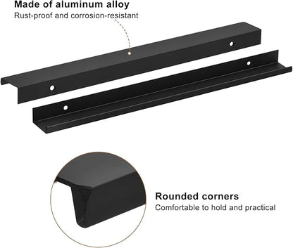 uxcell Cabinet Finger Edge Pull, 5pcs 300mm / 11.81" Aluminum Alloy Back Mount Hidden Cabinet Pulls Concealed Handle for Home Kitchen Drawer Cabinet, Black