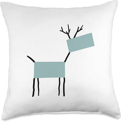 Cute Scandinavian Animals Designs Chic Deer Moose Scandinavian Elk Minimalism Reindeer Throw Pillow, 18x18, Multicolor
