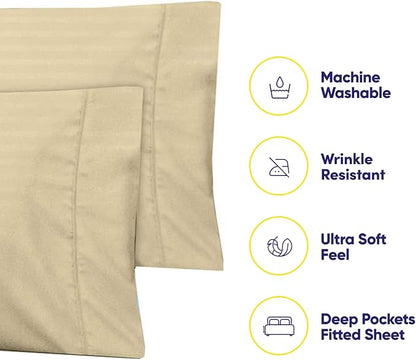 Twin Size Bed Sheets - 4 Piece 1500 Supreme Collection Fine Brushed Microfiber Deep Pocket Twin Sheet Set Bedding - 1 EXTRA PILLOW CASES, GREAT VALUE, Twin, Dobby Sage