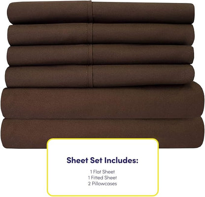 Twin XL Size Bed Sheets - 4 Piece 1500 Supreme Collection Fine Brushed Microfiber Deep Pocket Twin X-Large Sheet Set Bedding - 1 EXTRA PILLOW CASES, GREAT VALUE, Twin XL, Brown