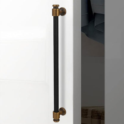 6 Pack 10 inch(254mm) Black and Antique Brass Kitchen Cabinet Handles Knurled Cabinet Pulls Black Drawer Pulls Kitchen Cabinet Hardware