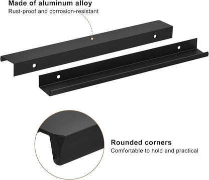 uxcell Cabinet Finger Edge Pull, 8pcs 250mm / 9.84" Aluminum Alloy Back Mount Hidden Cabinet Pulls Concealed Handle for Home Kitchen Drawer Cabinet, Black