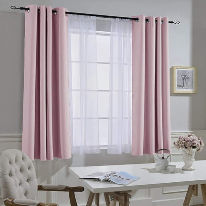 NICETOWN Room Darkening Curtain Panels 66 - Window Treatment Energy Saving Thermal Insulated Solid Grommet Room Darkening Drapes for Living Room (Baby Pink, 1 Pair, 66 by 66-Inch)