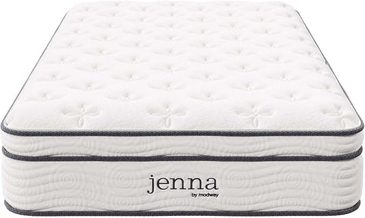 Modway Jenna 10” Innerspring and Memory Foam Twin XL Mattress With Individually Encased Coils, White