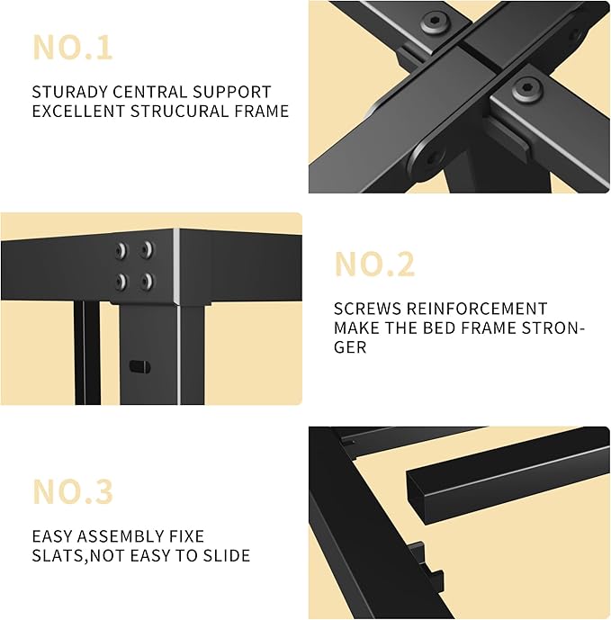 ALDRICH 14 Inch Metal Twin Bed Frame - Single Black Basic Steel Slats Platform, Easy Assembly Heavy Duty Noise Free Bedframes, No Box Spring Needed