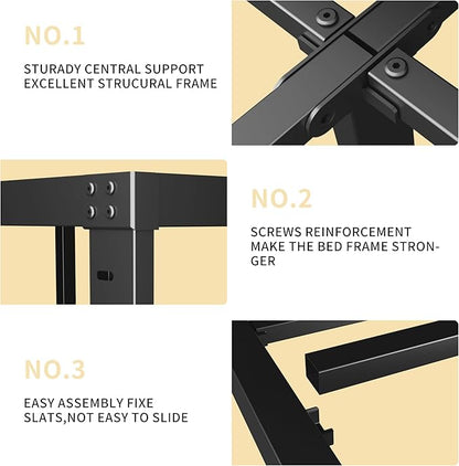 ALDRICH 18 Inch Metal Bed Frame Queen Size - Black Basic Steel Slats Platform, Easy Assembly Heavy Duty Noise Free Bedframes, No Box Spring Needed