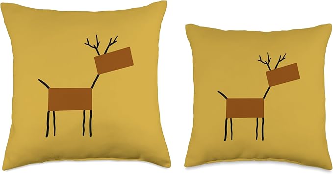 Cute Scandinavian Animals Designs Chic Deer Moose Scandinavian Elk Minimalism Reindeer Throw Pillow, 18x18, Multicolor