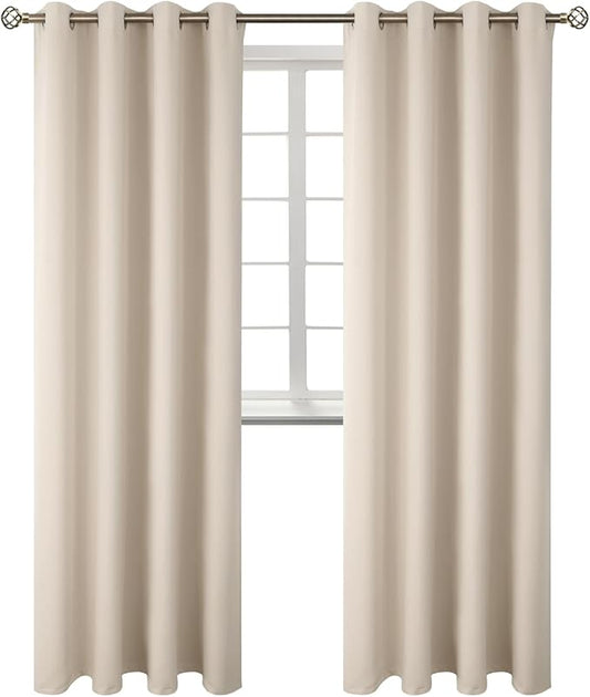 BGment Blackout Curtains - Grommet Thermal Insulated Room Darkening Bedroom and Living Room Curtains, Set of 2 Panels (55 x 96 Inch, Champagne)