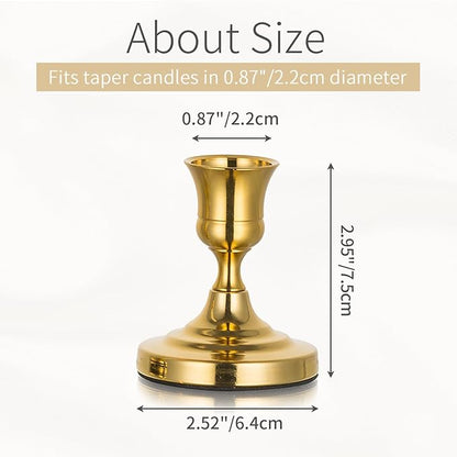 Gold Taper Candle Holders Vintage: Small Candlestick Holders Metal Candle Sticks Holder Decor Antique Decoration for Dinning Table Mantel Wedding Centerpieces Christmas Party Set of 2