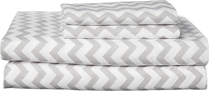 California King Sheet Sets - Breathable Luxury Sheets with Full Elastic & Secure Corner Straps Built In - 1800 Supreme Collection Cal King Deep Pocket Bedding, Sheet Set, California King, Chevron Gray