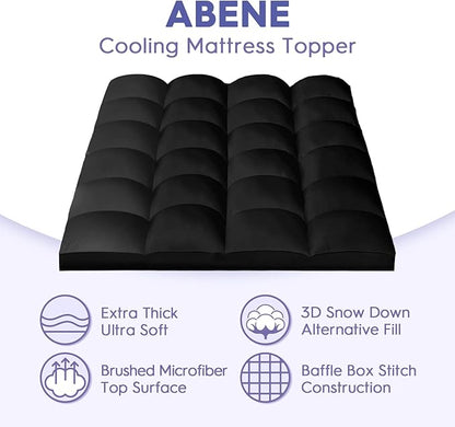 ABENE Mattress Topper King for Back Pain Relief, Extra Thick Mattress Pad Pillowtop, Soft Mattress Protector Cover with 8"-21" Deep Pocket, Overfilled Down Alternative Filling (Black, King)