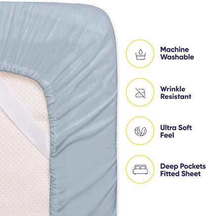 Twin Size Bed Sheets - 4 Piece 1500 Supreme Collection Fine Brushed Microfiber Deep Pocket Twin Sheet Set Bedding - 1 EXTRA PILLOW CASES, GREAT VALUE, Twin, Misty Blue