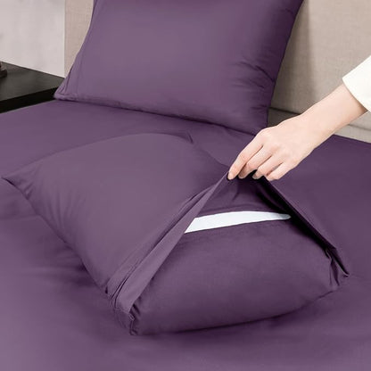 Mejoroom Twin Sheet Set - Hotel Collection Twin Sheets - Bedding Sheets & Pillowcases with Deep Pocket Fitted Sheet, Breathable, Wrinkle & Fade Resistant - 3 Piece(Purple)