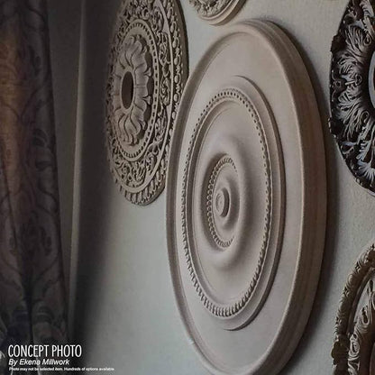Ekena Millwork CM12BRAGC 12-1/2" x 3-7/8" x 3/4" Bradford Ceiling Medallion, Athenian Green Crackle