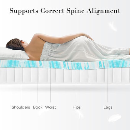 DUMOS 3 Inch Gel Memory Foam Mattress Topper King - Blue Soft Mattress Topper King Size for Back Pain, CertiPUR-US Certified, RV, Camper, CertiPUR-US Certified, Blue
