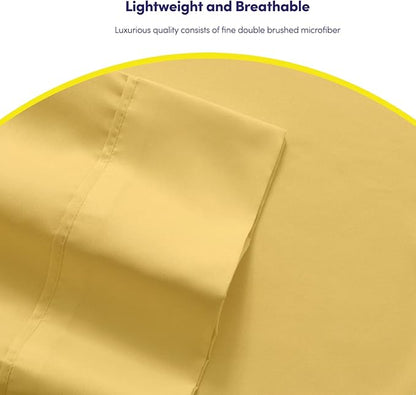King Size Bed Sheets - 6 Piece 1500 Supreme Collection Fine Brushed Microfiber Deep Pocket King Sheet Set Bedding - 2 Extra Pillow Cases, Great Value, King, Yellow