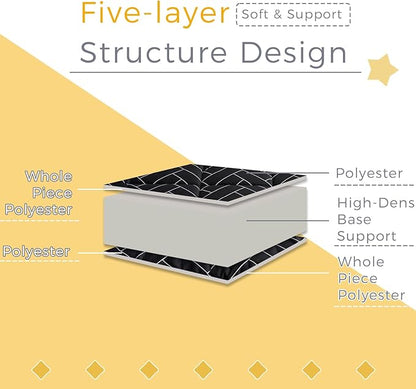 MAXYOYO Black Geometric Pattern Futon Mattress, Japanese Floor Mattress Quilted Bed Mattress Topper, Extra Thick Folding Sleeping Pad Breathable Floor Lounger Guest Bed for Camping Couch, Full