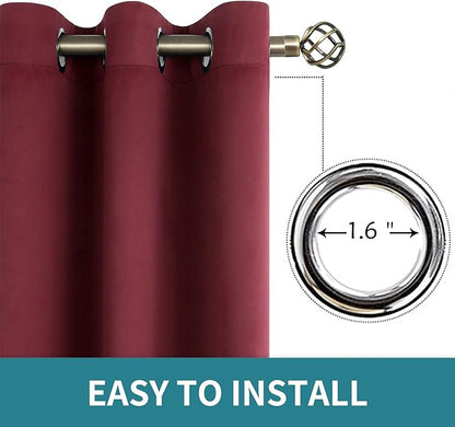 BGment Christmas Blackout Curtains - Grommet Thermal Insulated Room Darkening Bedroom and Living Room Curtains, Set of 2 Curtain Panels (52 x 84 Inch, Burgundy)