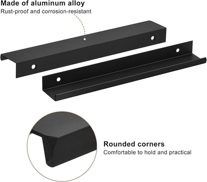 uxcell Cabinet Finger Edge Pull, 3pcs 200mm / 7.87" Aluminum Alloy Back Mount Hidden Cabinet Pulls Concealed Handle for Home Kitchen Drawer Cabinet, Black