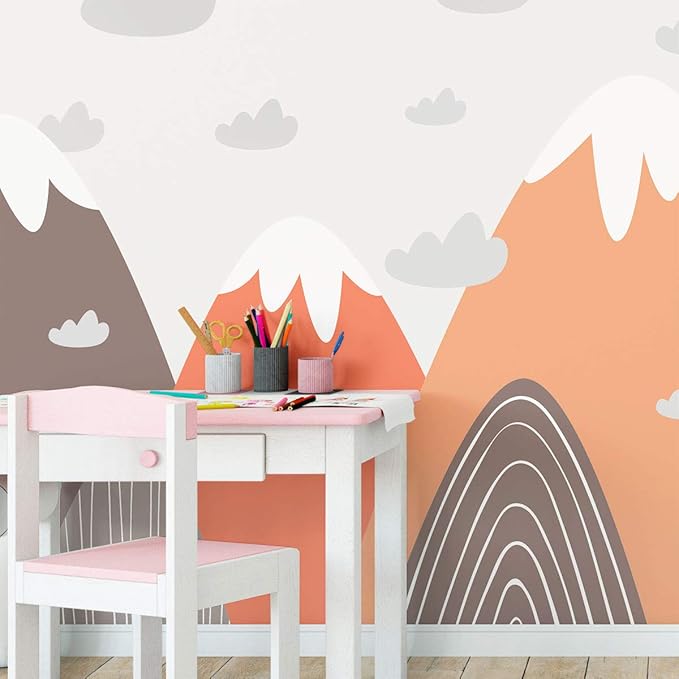 Ambiance Stickers Scandinavian Nordic Mountains Wall Decals, DIY Home Decor, Peel and Stick Removable Stickers, Waterproof and Self Adhesive Wall Art - H55 x L95 CM