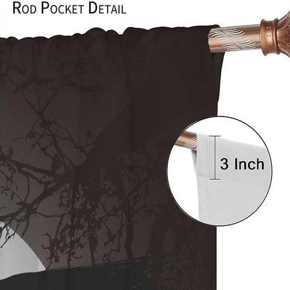 Cool Raven Print Curtains for Bedroom - Vintage Nordic Viking Theme Dead Tree Crow Full Moon Window Treatment,Energy Saving Thermal Insulated Rod Pocket Bedroom Blackout Curtains 2 Panels 84L x 26W