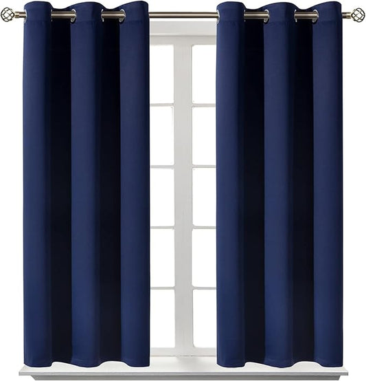 BGment Blackout Curtains for Bedroom - Grommet Thermal Insulated Room Darkening Curtains for Living Room, Set of 2 Panels (38 x 54 Inch, Navy Blue)