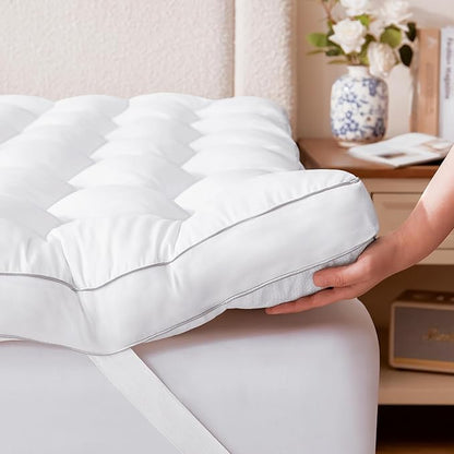 Decroom 3 Inch Memory Foam Mattress Topper King Size for Back Pain Relief, Soft Fluffy Supportive Bed Mattress Pad, Filled with Breathable & Soft Memory Foam Pillow Topper, 80x78x3 Inch