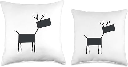 Cute Scandinavian Animals Designs Chic Deer Moose Scandinavian Elk Minimalism Reindeer Throw Pillow, 16x16, Multicolor