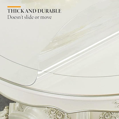 Deep Dream 1.5mm Thick 64 Inches Clear Round Table Protector, Round Table Cover, Tablecloth Protector, Table Protector for Dining Room Table & Office