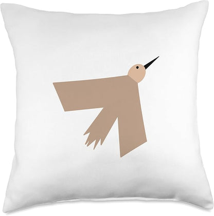 Cute Scandinavian Animals Designs Minimalistic Scandinavian Bird Throw Pillow, 18x18, Multicolor
