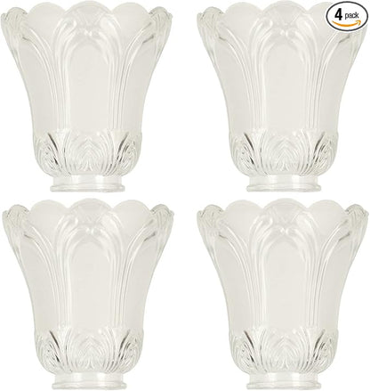 Clear & Frosted Ceiling Fans Light Covers Glass Shade, Transitional Style Replacement Glass Shade with Standard 2-1/8" Fitter Size, 4-4/5" high x 5" Diameter, Pack of 4