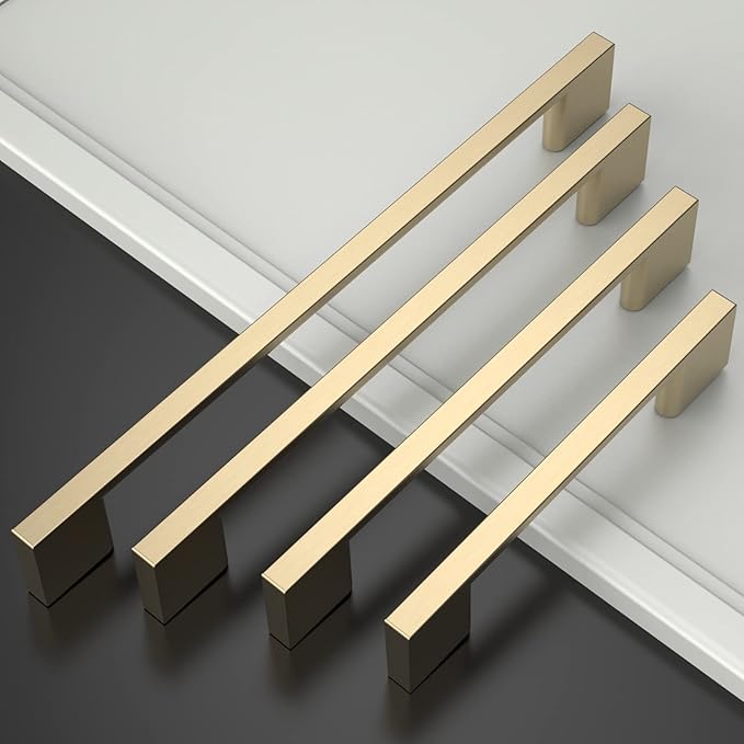 Asidrama 6 Pack 6.3 Inch(160mm) Brushed Brass Kitchen Cabinet Handles, Cabinet Pulls Kitchen Cabinet Hardware for Cupboard Drawer Pulls