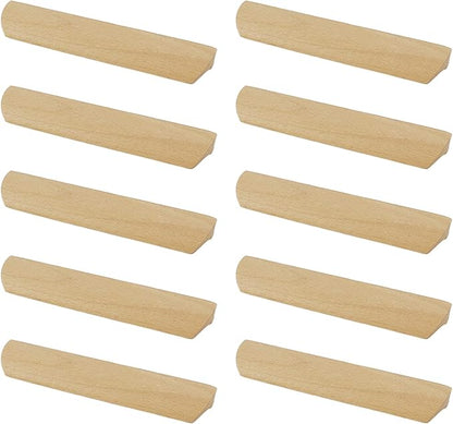 10Pcs Unfinished Wood Solid Furniture Pulls Handles,Unfinished Unpainted Paintable Wooden Handles Cupboard Closet Drawer Handle Pull,Length 6.1",Hole Dis.5.04"