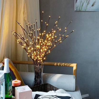DK177 2 Pack Led Branch Light Battery Operated Lighted Branch Vase Filler Willow Tree Artificial Little Twig Power Brown 30 Inch 20 LED for Home Outdoor Indoor Romantic Decoration, Purple Light