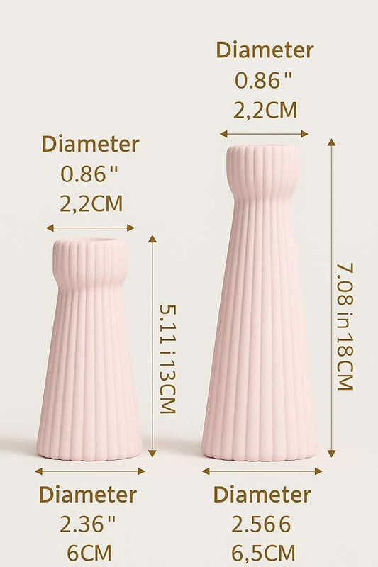Taper Candle Holders for Candlesticks Ceramic Candle Stick Candle Holder- Set of 2 Decorative Candle Stand for Wedding Decor,Dinner Party and Table Centerpieces,Housewarming Gift Pink