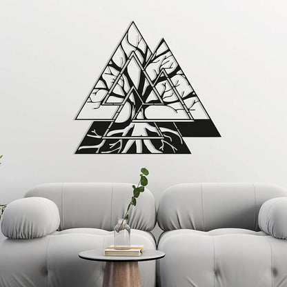 Veplsur Tree of Life Metal Wall Art, Norse Viking Decor, Pagan Wall Decor, Tree of Life Wall Sculpture, Scandinavian Home Decor, Godly Home Decor (Black, 39"x39"|100x100cm)